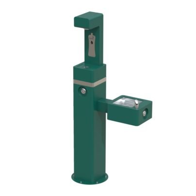 Oasis DGM1-BC-GRN green outdoor bottle filler and drinking fountain with mechanical activation