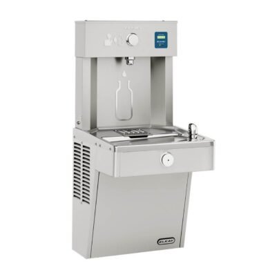 Elkay water station and drinking fountain with left-side vandal-resistant protection